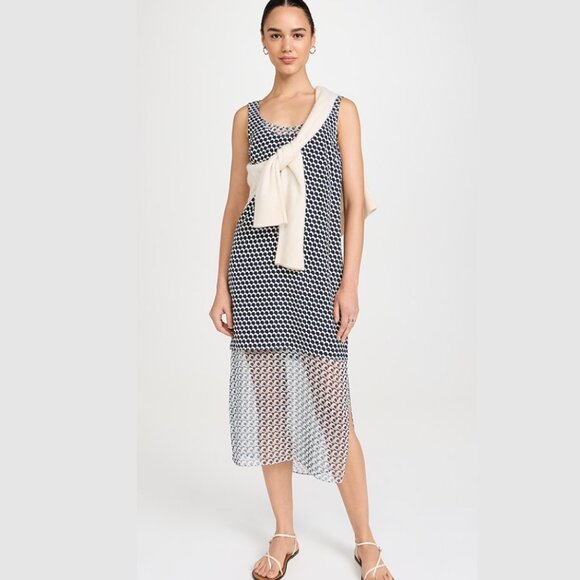 La Ligne Dresses & Skirts - La Ligne Silk Midi Dress with Chiffon Layer - NEW